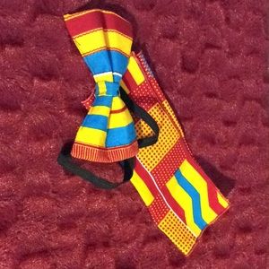 New, handmade kente red bow tie & handkerchief set